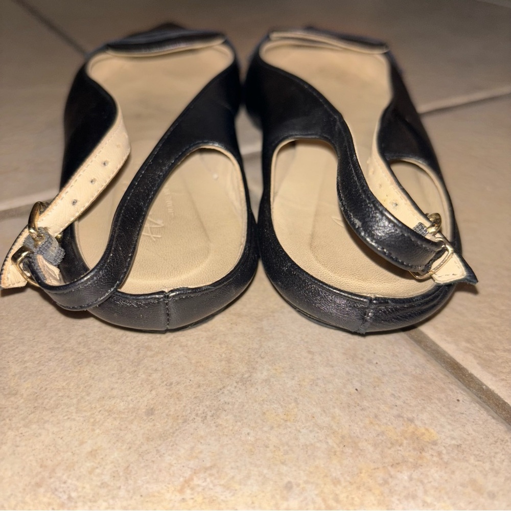 Avellini Black Leather Pointed Toe Penny Loafer Slingback Flats Made in italy - Picture 6 of 8